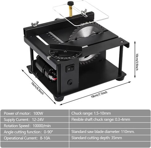 200W Mini Desktop Electric Saw, Multi-Functional Table Saw, Cutter Speed & Angle Adjustable for Wood Plastic Acrylic Cutting (Black-Deluxe) in Kuwait