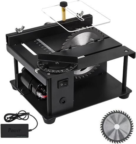 200W Mini Desktop Electric Saw, Multi-Functional Table Saw, Cutter Speed & Angle Adjustable for Wood Plastic Acrylic Cutting (Black-Deluxe) in Kuwait