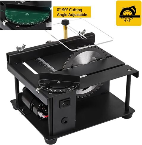 200W Mini Desktop Electric Saw, Multi-Functional Table Saw, Cutter Speed & Angle Adjustable for Wood Plastic Acrylic Cutting (Black-Deluxe) in Kuwait