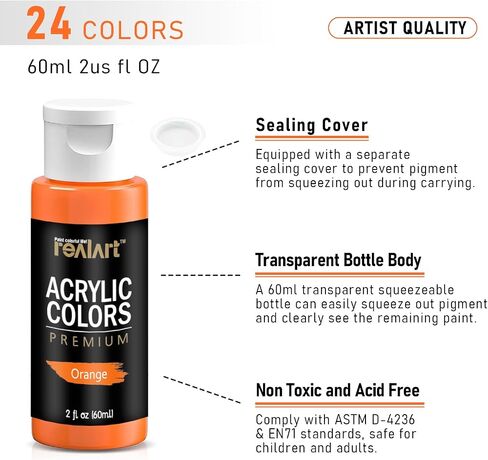 Bulk Acrylic Paint 24 Colors (2oz/Bottle) with 10 Canvas and 10 Brushes Gloss Acrylic Paint Set Acrylic Paints for Canvas Painting Craft Paint Set for Kids Art Paint Christmas Gifts for Kids in Kuwait