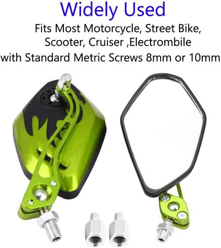 ESUPPORT Red Motorcycle Motorbike 8mm 10mm Rearview Side Mirror ATV Scooter Bike Flame Fire in Saudi Arabia