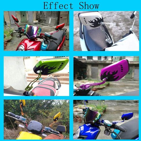 ESUPPORT Red Motorcycle Motorbike 8mm 10mm Rearview Side Mirror ATV Scooter Bike Flame Fire in Saudi Arabia