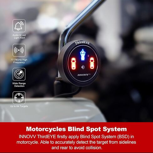 ThirdEYE Motorcycle Blind Spot System with Voice and Indicators Alert, Waterproof Moto Assistant System, Detect Hazards from Side & Rear Line for Motorcycle/Bicycle/E-Bike(Mirror Version) in Saudi Arabia
