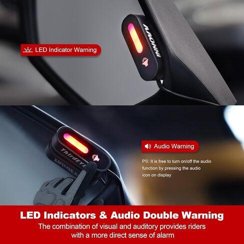 ThirdEYE Motorcycle Blind Spot System with Voice and Indicators Alert, Waterproof Moto Assistant System, Detect Hazards from Side & Rear Line for Motorcycle/Bicycle/E-Bike(Mirror Version) in Kuwait