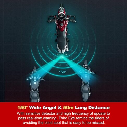 ThirdEYE Motorcycle Blind Spot System with Voice and Indicators Alert, Waterproof Moto Assistant System, Detect Hazards from Side & Rear Line for Motorcycle/Bicycle/E-Bike(Mirror Version) in Kuwait
