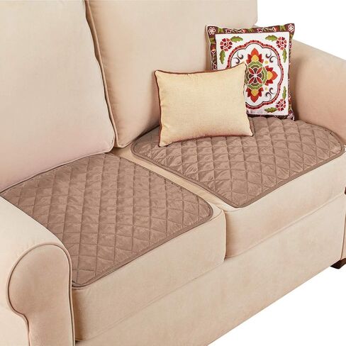 Collections Etc Quilted Waterproof Seat Protector - Set of 2 - Machine Washable, Use for Indoor or Outdoor Seating, Taupe in Saudi Arabia