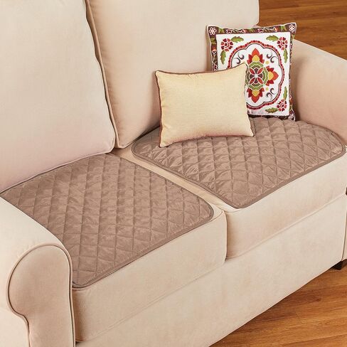 Collections Etc Quilted Waterproof Seat Protector - Set of 2 - Machine Washable, Use for Indoor or Outdoor Seating, Taupe in Saudi Arabia