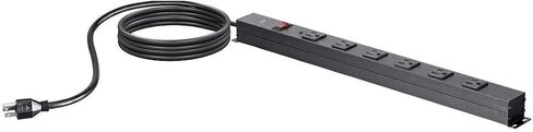 Monoprice 6 Outlet Metal Surge Protector Power Strip - with 15 Feet Cord and Surface Mount Tabs, 540 Joules, UL Certified, EMI/RFI Protection, Aluminum Case, Black in Saudi Arabia