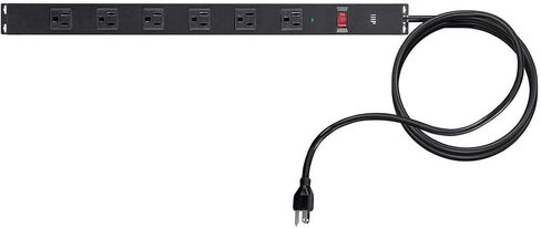Monoprice 6 Outlet Metal Surge Protector Power Strip - with 15 Feet Cord and Surface Mount Tabs, 540 Joules, UL Certified, EMI/RFI Protection, Aluminum Case, Black in Saudi Arabia
