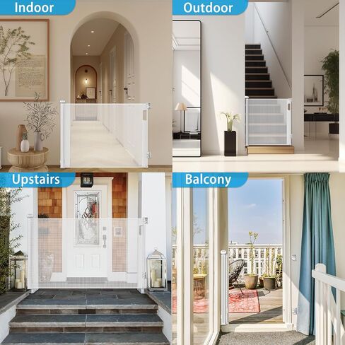 Retractable Baby Gates for Stairs, Baby Gates Retractable Extends to 55inch, Mesh Baby Gates, Retractable Dog Gates Mesh Dog Gates Cats Gate for Doorways Stairs Hallways Indoor Outdoor in Saudi Arabia