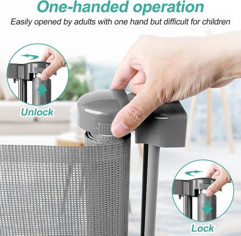 Retractable Baby Gate 65" Dog Gate Mesh Safety Pet Gate Indoor Outdoor Child Safety Baby Gates for Stairs, Doorways, Hallways in Saudi Arabia