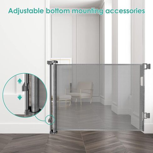 Retractable Baby Gate 65" Dog Gate Mesh Safety Pet Gate Indoor Outdoor Child Safety Baby Gates for Stairs, Doorways, Hallways in Saudi Arabia
