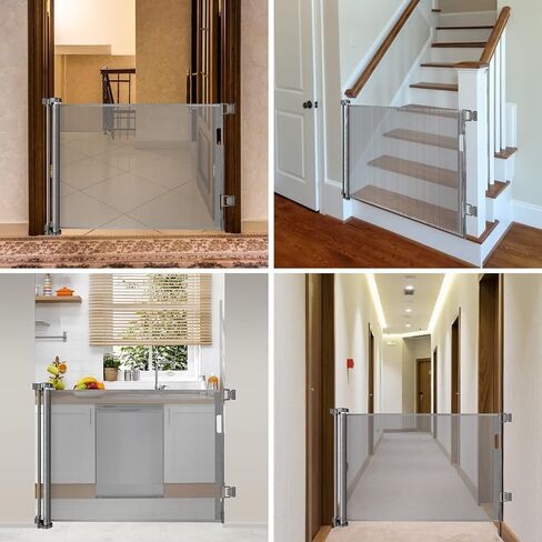 Retractable Baby Gate 65" Dog Gate Mesh Safety Pet Gate Indoor Outdoor Child Safety Baby Gates for Stairs, Doorways, Hallways in Saudi Arabia