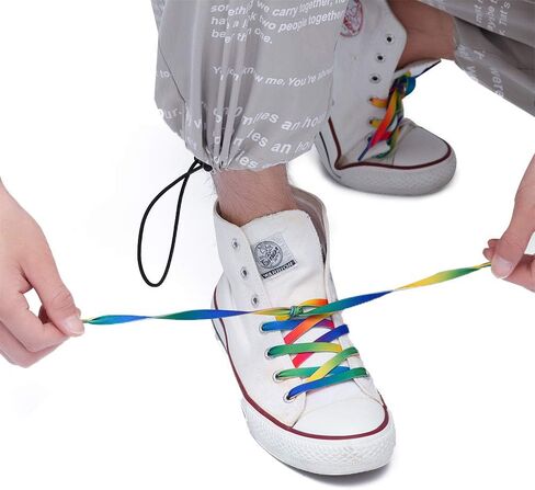 11 زوجًا من MOTZU مقاس 47 بوصة من أربطة الأحذية المسطحة ذات الألوان المتدرجة للأحذية الرياضية القماشية، وخيوط أربطة الأحذية لأحذية الأطفال، وأحذية عصرية لهدايا أحذية رياضية للرقص والفرق in Kuwait