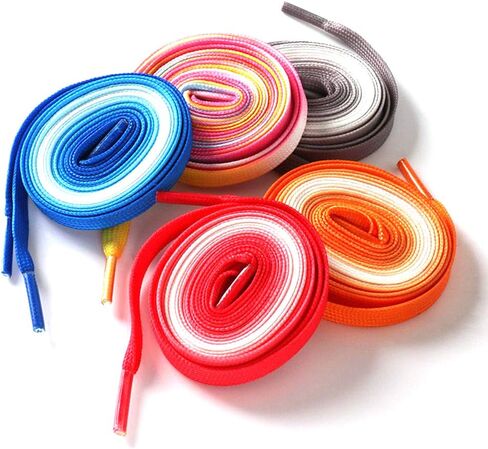 11 زوجًا من MOTZU مقاس 47 بوصة من أربطة الأحذية المسطحة ذات الألوان المتدرجة للأحذية الرياضية القماشية، وخيوط أربطة الأحذية لأحذية الأطفال، وأحذية عصرية لهدايا أحذية رياضية للرقص والفرق in Kuwait