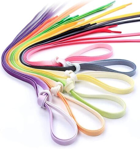 11 زوجًا من MOTZU مقاس 47 بوصة من أربطة الأحذية المسطحة ذات الألوان المتدرجة للأحذية الرياضية القماشية، وخيوط أربطة الأحذية لأحذية الأطفال، وأحذية عصرية لهدايا أحذية رياضية للرقص والفرق in Kuwait