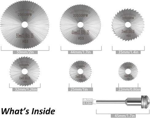 6 pcs 1/8" HSS High Speed Steel Circular Saw Cutting Blades with Shank Extension Rod, Soft Wood Cutting Saw Blade for Drills Rotary Tools in Saudi Arabia
