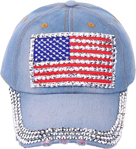 USA Bling Baseball Cap Sparkle American Flag Hat for Men Women Hip Hop Caps in Saudi Arabia