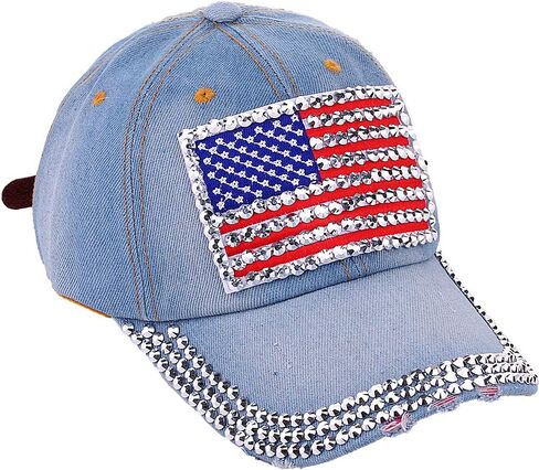 USA Bling Baseball Cap Sparkle American Flag Hat for Men Women Hip Hop Caps in Saudi Arabia