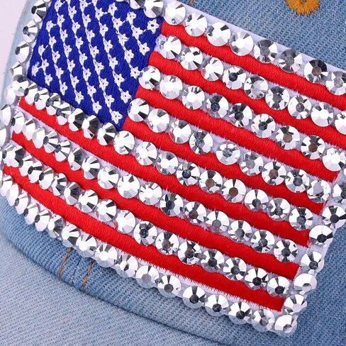 USA Bling Baseball Cap Sparkle American Flag Hat for Men Women Hip Hop Caps in Saudi Arabia