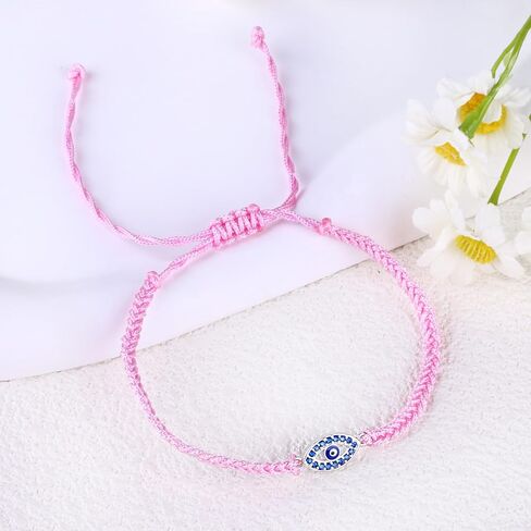 Handmade Gold Evil Eye Bracelets,Adjustable ojo Bracelet Protection Pink Red Evil Eye Jewelry Bracelet Hamsa Hand Amulet for Women (Evil eye red rope) in Kuwait