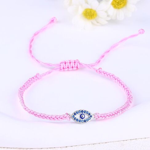 Handmade Gold Evil Eye Bracelets,Adjustable ojo Bracelet Protection Pink Red Evil Eye Jewelry Bracelet Hamsa Hand Amulet for Women (Evil eye red rope) in Kuwait