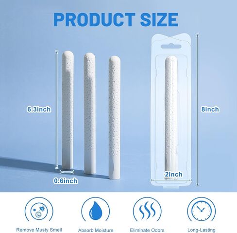 4 Pcs Drying Stick for Toys Drying Rod Stick Diatomite Stick Moisture Absorbing Stick Clean Water Absorption Rod Diatomaceous Earth Desiccant for Home Laundry, White (Basic Style, 5.7 x 0.5 Inch) in Saudi Arabia
