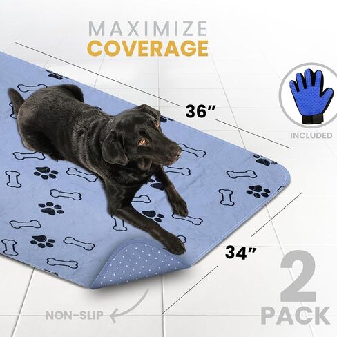 Buddy's Best Washable Pee Pads for Dogs - Medium (24"x36") - Non-Slip, Ultra-Absorbency, Perfect for Training, Whelping, Incontinence - Bonus Grooming Glove - (Pack of 4) in Saudi Arabia