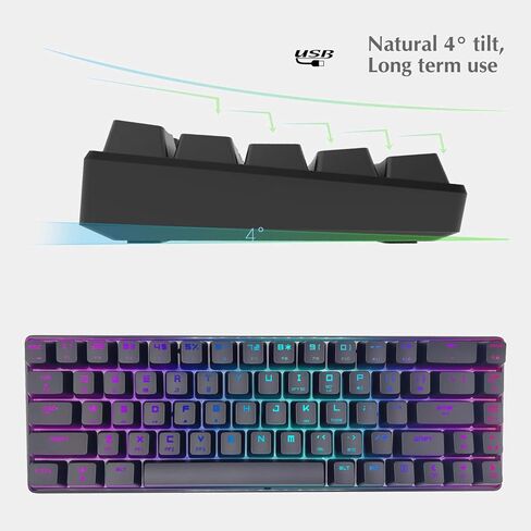 لوحة مفاتيح ميكانيكية جديدة بنسبة 60%، لوحة مفاتيح سلكية للألعاب بإضاءة خلفية LED RGB، مريحة، لأجهزة الكمبيوتر/Mac Gamer، Typist in Saudi Arabia
