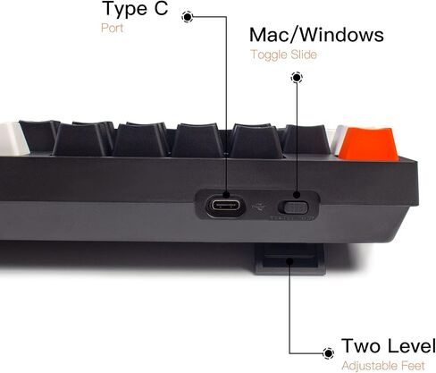 لوحة مفاتيح ميكانيكية سلكية كاملة الحجم قابلة للتبديل السريع Keychron C2 متوافقة مع Mac، مفتاح Keychron Brown Switch، 104 مفاتيح ABS keycaps لوحة مفاتيح الألعاب لنظام التشغيل Windows، كابل USB-C من النوع C المجدول in Kuwait