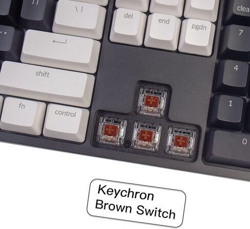 لوحة مفاتيح ميكانيكية سلكية كاملة الحجم قابلة للتبديل السريع Keychron C2 متوافقة مع Mac، مفتاح Keychron Brown Switch، 104 مفاتيح ABS keycaps لوحة مفاتيح الألعاب لنظام التشغيل Windows، كابل USB-C من النوع C المجدول in Kuwait
