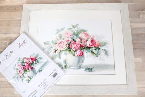 مجموعة غرز متقاطعة معدودة بالورود Luca-s B2280 الحجم: 35,5 سم × 26 سم، 2 بوصة × 10,4 بوصة مجموعة تطريز زهور الحياة الساكنة xstitch DIY in Kuwait