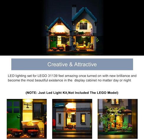 BrickBling LED Light Kit for Lego Creator 3 in 1 Cozy House Toy Set 31139, Creative Lights Compatible with Lego Cozy House-Lights Only, No Model Included in Saudi Arabia