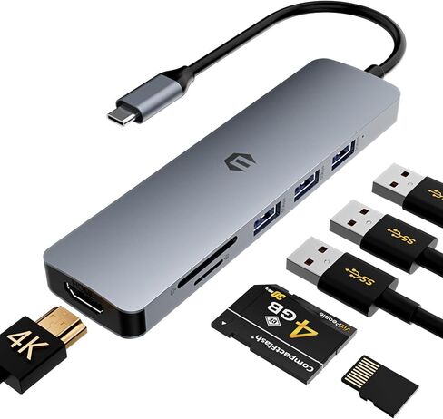 USB C Hub, TOTU USB C Docking Station with 4K HDMI Output, USB 3.0 Up to 5Gpbs, SD&TF Card Slot, Compatible for Various Laptop and Other Type C Devices in Saudi Arabia