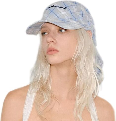 Y2K Bandana Hat for Women - Vintage Plaid Baseball Cap with Headscarf, Retro Summer Sun Visor Sporty Fashion Accessory in Kuwait