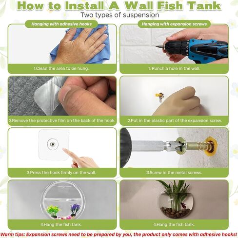 kathson Wall Fish Bowl Acrylic Hanging Aquarium Wall Mounted Bubble Betta Fish Tank Bowl Decor Plant (7.28in) in Saudi Arabia