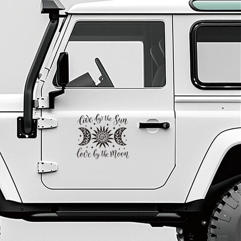 Spiritual Car Window Decal Live by The Sun Love by The Moon - Removable Vinyl Celestial Sticker for Laptop Bumper Mirror Bedroom Glass Decoration -XY150(White) in Saudi Arabia