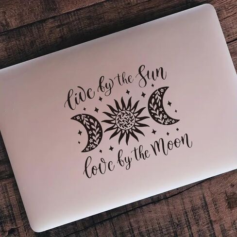 Spiritual Car Window Decal Live by The Sun Love by The Moon - Removable Vinyl Celestial Sticker for Laptop Bumper Mirror Bedroom Glass Decoration -XY150(White) in Saudi Arabia