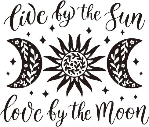 Spiritual Car Window Decal Live by The Sun Love by The Moon - Removable Vinyl Celestial Sticker for Laptop Bumper Mirror Bedroom Glass Decoration -XY150(White) in Saudi Arabia