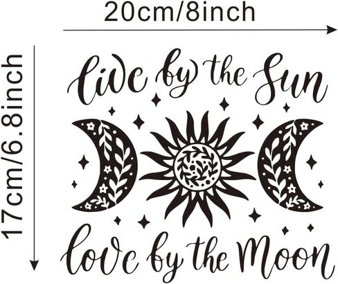 Spiritual Car Window Decal Live by The Sun Love by The Moon - Removable Vinyl Celestial Sticker for Laptop Bumper Mirror Bedroom Glass Decoration -XY150(White) in Saudi Arabia