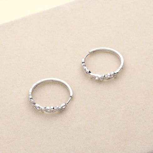 BERRICLE Sterling Silver Treble Clef Music Note Cubic Zirconia CZ Medium Fashion Hoop Earrings for Women, Rhodium Plated 0.9" in Saudi Arabia