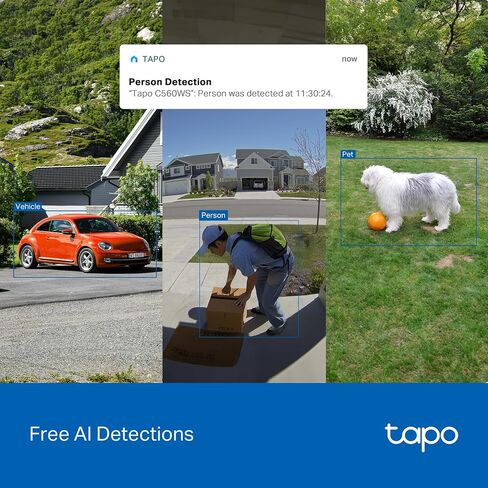 كاميرا مراقبة TP-Link Tapo 2K QHD خارجية قابلة للإمالة واي فاي، عرض 360 درجة، تتبع الحركة، رؤية ليلية ملونة، كشف مجاني للشخص/المركبة/الحركة، تخزين بطاقة SD وسحابة، تسجيل 24/7، Tapo C520WS in Saudi Arabia