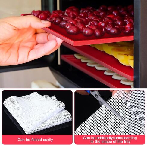 8 Pcs Silicone Dehydrator Mats 10 Pcs Mesh Screen Dehydrator Sheets Nonstick Reusable Fruit Dryer Trays for Jerky Fruit Herbs Flax Crackers Crust Tray in Kuwait