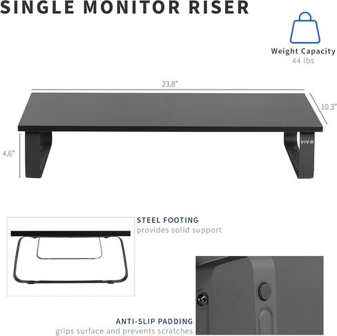VIVO 24 inch Monitor Stand, Wood and Steel Desktop Riser, Screen, Keyboard, Laptop, Small TV, Ergonomic Desk and Tabletop Organizer, Light Wood, STAND-V000WM in Saudi Arabia