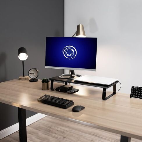 VIVO 24 inch Monitor Stand, Wood and Steel Desktop Riser, Screen, Keyboard, Laptop, Small TV, Ergonomic Desk and Tabletop Organizer, Light Wood, STAND-V000WM in Saudi Arabia