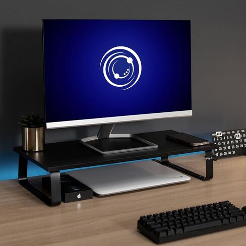 VIVO 24 inch Monitor Stand, Wood and Steel Desktop Riser, Screen, Keyboard, Laptop, Small TV, Ergonomic Desk and Tabletop Organizer, Light Wood, STAND-V000WM in Saudi Arabia