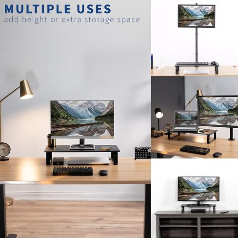 VIVO 24 inch Monitor Stand, Wood and Steel Desktop Riser, Screen, Keyboard, Laptop, Small TV, Ergonomic Desk and Tabletop Organizer, Light Wood, STAND-V000WM in Saudi Arabia