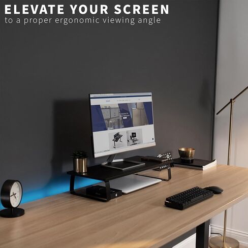 VIVO 24 inch Monitor Stand, Wood and Steel Desktop Riser, Screen, Keyboard, Laptop, Small TV, Ergonomic Desk and Tabletop Organizer, Light Wood, STAND-V000WM in Saudi Arabia