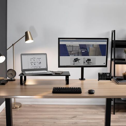 VIVO 24 inch Monitor Stand, Wood and Steel Desktop Riser, Screen, Keyboard, Laptop, Small TV, Ergonomic Desk and Tabletop Organizer, Light Wood, STAND-V000WM in Saudi Arabia