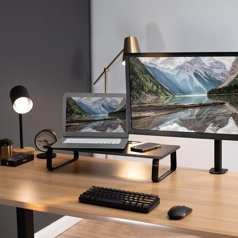 VIVO 24 inch Monitor Stand, Wood and Steel Desktop Riser, Screen, Keyboard, Laptop, Small TV, Ergonomic Desk and Tabletop Organizer, Light Wood, STAND-V000WM in Saudi Arabia